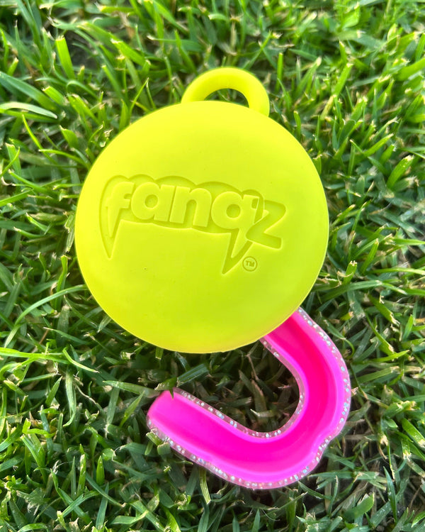 yellow silicone mouthguard case for flag football sports — FANGZ